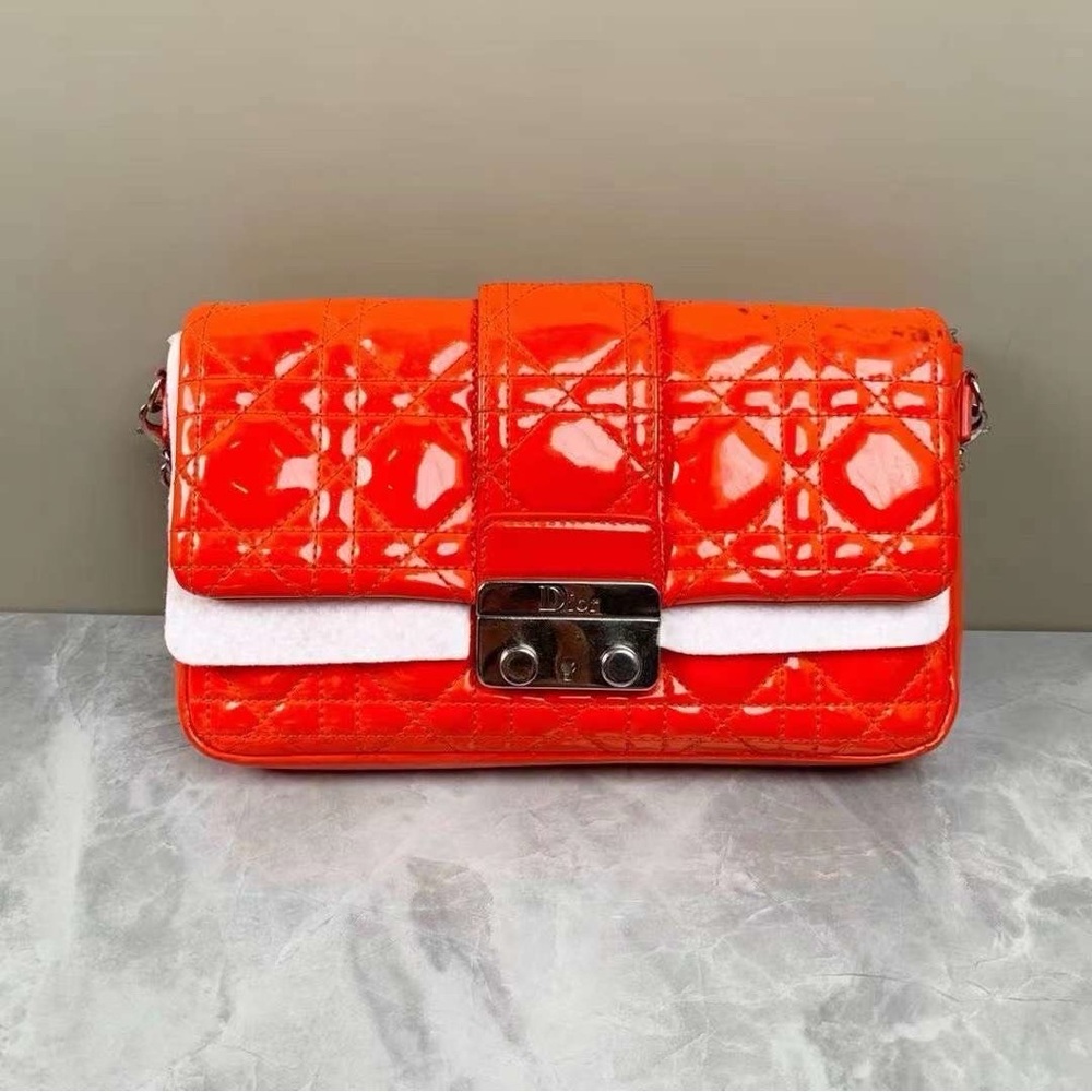 Christian Dior Red Cannage Quilted Patent Leather Miss Dior Promenade crossing